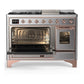 Ilve UM48FNR3SSP Ilve Um48Fnr3Ssp Majestic Iii 48 Inch Dual Fuel Range With 8 Burners And Griddle, Dual Function Burner Up To 25,000 Btu (Natural Gas, Triple Glass Door, Stainless Steel, Copper)