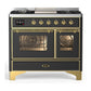 Ilve UMD40FNR3MGGLP Ilve Umd40Fnr3Mgglp Majestic Iii 40 Inch Dual Fuel Range With 6 Burners And Griddle, Dual Function Burner Up To 25,000 Btu (Liquid Propane, Triple Glass Door, Graphite Matte, Brass)