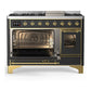Ilve UM48FNR3MGG Ilve Um48Fnr3Mgg Majestic Iii 48 Inch Dual Fuel Range With 8 Burners And Griddle, Dual Function Burner Up To 25,000 Btu (Natural Gas, Triple Glass Door, Graphite Matte, Brass)