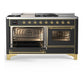 Ilve UM60FSNR3MGG Ilve Um60Fsnr3Mgg Majestic Iii 60 Inch Dual Fuel Range With 7 Burners, Griddle And French Top, Dual Function Burner With Up To 25,000 Btu (Natural Gas, Triple Glass Door, Graphite Matte, Brass)