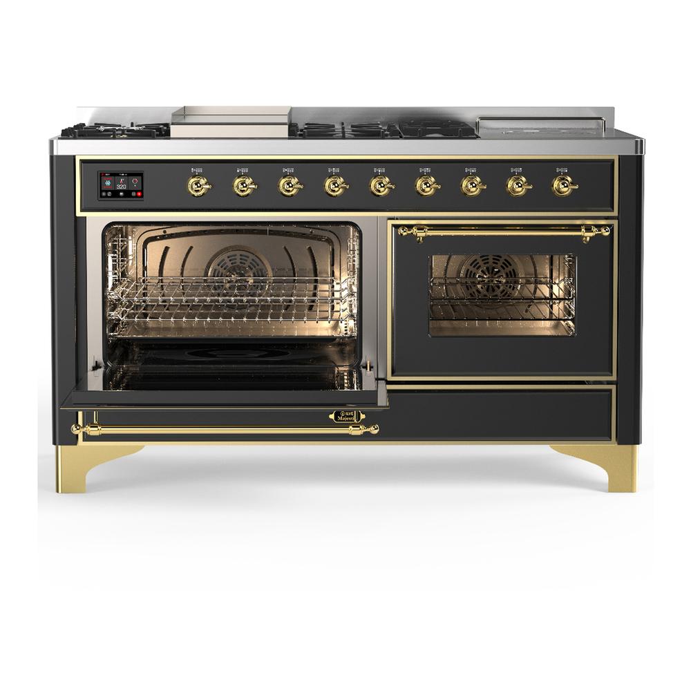 Ilve UM60FSNR3MGG Ilve Um60Fsnr3Mgg Majestic Iii 60 Inch Dual Fuel Range With 7 Burners, Griddle And French Top, Dual Function Burner With Up To 25,000 Btu (Natural Gas, Triple Glass Door, Graphite Matte, Brass)