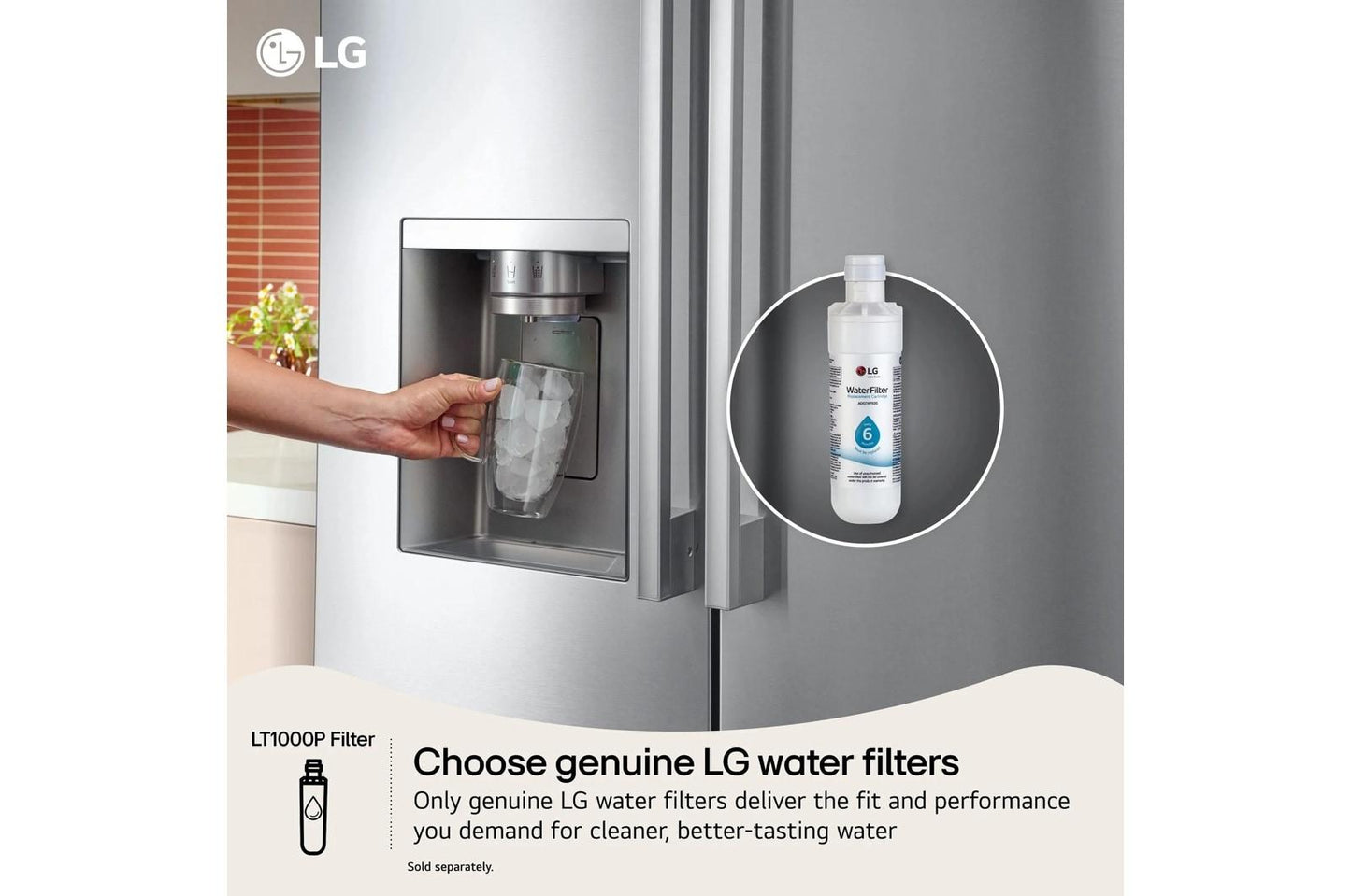 Lg LRFLC2706D 36" Wide, 27 Cu Ft. 3 Door French Door, C/Depth Refrigerator With Internal Water Dispenser, Printproof Black Stainless Steel
