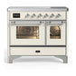 Ilve UMDIB40NR3AWC Ilve Umdib40Nr3Awc Majestic Iii 40 Inch Induction Range With 6 Elements, 3.82 Cu. Ft. Total Oven Capacity (Triple Glass Door, Antique White, Chrome)