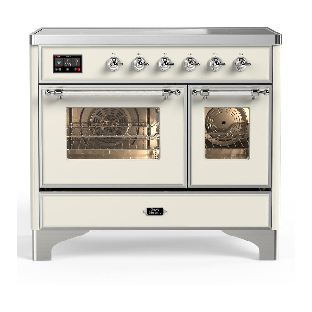 Ilve UMDIB40NR3AWC Ilve Umdib40Nr3Awc Majestic Iii 40 Inch Induction Range With 6 Elements, 3.82 Cu. Ft. Total Oven Capacity (Triple Glass Door, Antique White, Chrome)