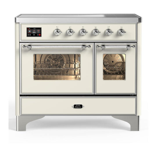 Ilve UMDIB40NR3AWC Ilve Umdib40Nr3Awc Majestic Iii 40 Inch Induction Range With 6 Elements, 3.82 Cu. Ft. Total Oven Capacity (Triple Glass Door, Antique White, Chrome)