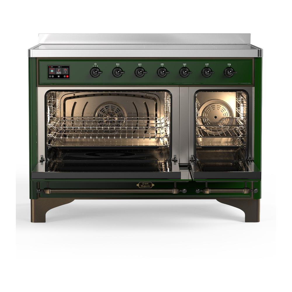 Ilve UMIB48QNR3EGB Ilve Umib48Qnr3Egb Majestic Iii 48 Inch Induction Range With 6 Elements, 5.02 Cu. Ft. Total Oven Capacity (Solid Door, Emerald Green, Burnished)