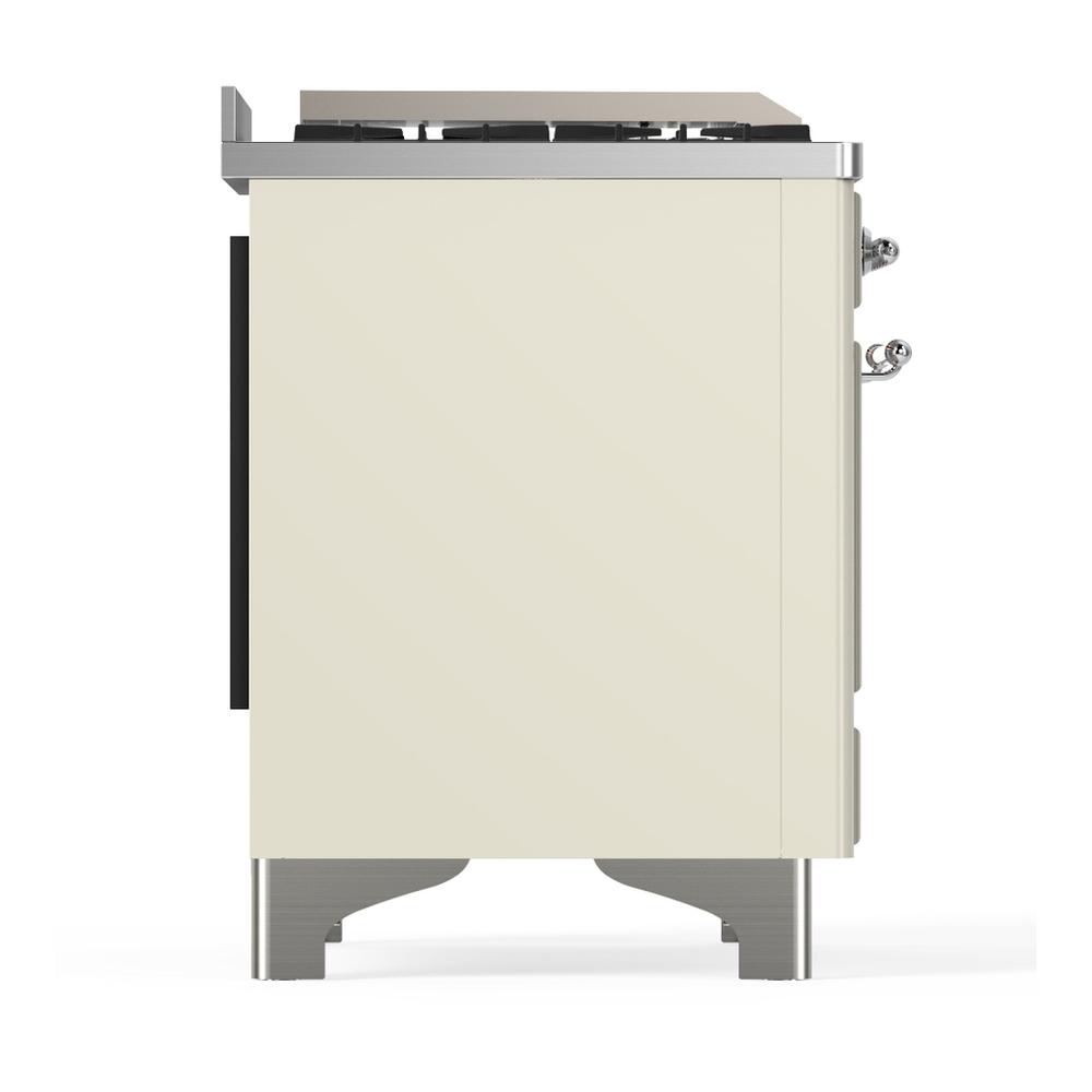 Ilve UM48FSNR3AWC Ilve Um48Fsnr3Awc Majestic Iii 48 Inch Dual Fuel Range With 5 Black Brass Burners, Griddle And French Top, Dual Function Burner Up To 25,000 Btu (Natural Gas, Triple Glass Door, Antique White, Chrome)