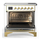 Ilve UMIB36NR3WHG Ilve Umib36Nr3Whg Majestic Iii 36 Inch Induction Range With 6 Elements, 3.5 Cu. Ft. Total Oven Capacity (Triple Glass Door, White, Brass)