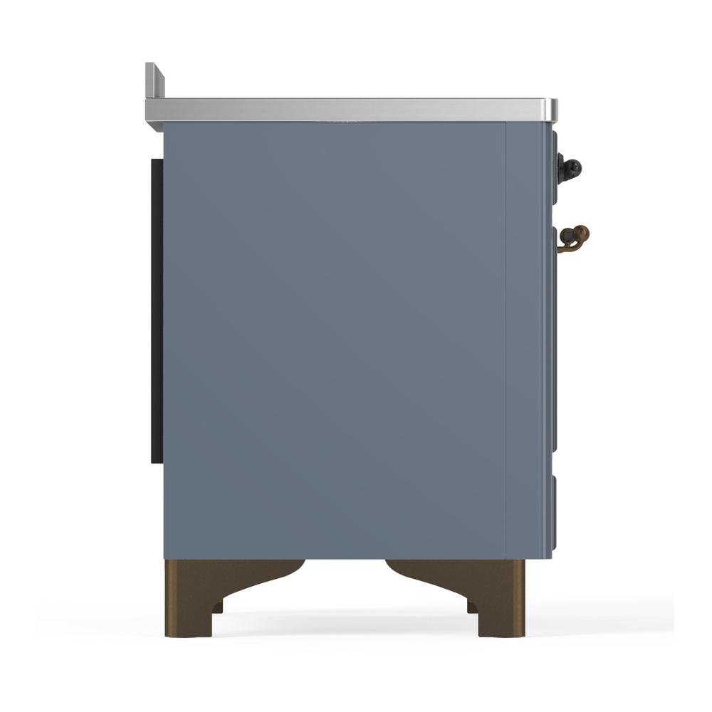 Ilve UMIB48QNR3BGB Ilve Umib48Qnr3Bgb Majestic Iii 48 Inch Induction Range With 6 Elements, 5.02 Cu. Ft. Total Oven Capacity (Solid Door, Blue Grey, Burnished)