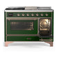 Ilve UM48FSNR3EGP Ilve Um48Fsnr3Egp Majestic Iii 48 Inch Dual Fuel Range With 5 Black Brass Burners, Griddle And French Top, Dual Function Burner Up To 25,000 Btu (Natural Gas, Triple Glass Door, Emerald Green, Copper)