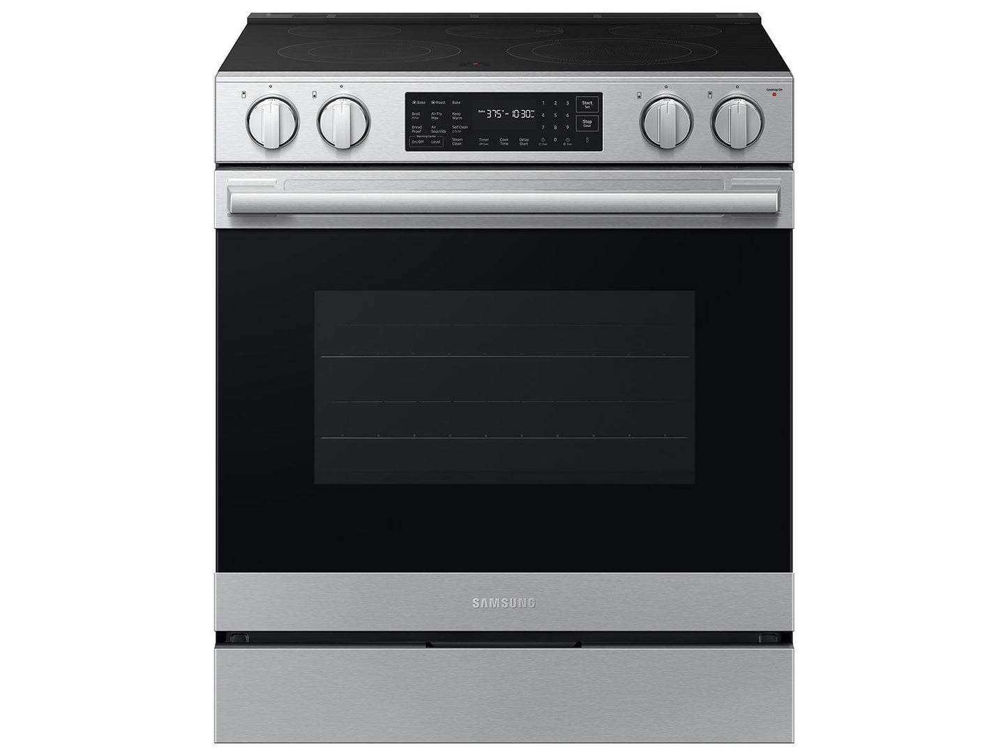 Samsung F1772136238037 Bespoke Kitchen Package With Ai 3-Door French Door Fridge, Slide-In Electric Range, Smart Dishwasher & Over-The-Range Microwave In Stainless Steel