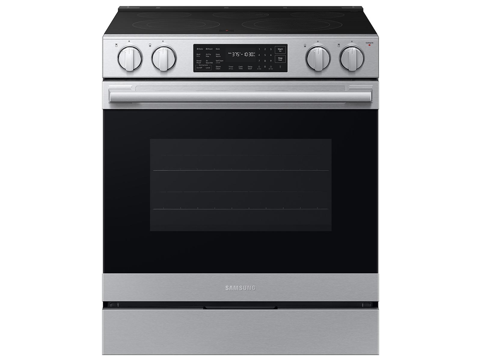 Samsung F1772136238037 Bespoke Kitchen Package With Ai 3-Door French Door Fridge, Slide-In Electric Range, Smart Dishwasher & Over-The-Range Microwave In Stainless Steel