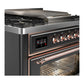 Ilve UM36FNR3MGP Ilve Um36Fnr3Mgp Majestic Iii 36 Inch Dual Fuel Range With 6 Black Brass Burners And Griddle, Dual Function Burner Up To 25,000 Btu (Triple Glass Door, Graphite Matte, Copper, Natural Gas)