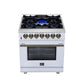 Forno FFSGS612530WHT Forno Massimo 30-Inch Freestanding Dual Fuel Range In White With Antique Brass Accessories, 4 Burners, 4.32 Cu. Ft. Convection Oven