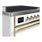 Ilve UMIB36QNR3WHG Ilve Umib36Qnr3Whg Majestic Iii 36 Inch Induction Range With 6 Elements, 3.5 Cu. Ft. Total Oven Capacity (Solid Door, White, Brass)