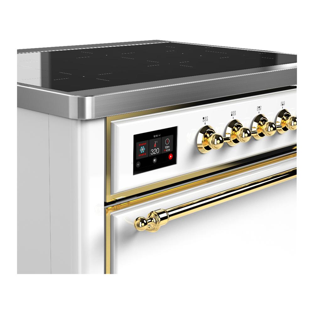 Ilve UMIB36QNR3WHG Ilve Umib36Qnr3Whg Majestic Iii 36 Inch Induction Range With 6 Elements, 3.5 Cu. Ft. Total Oven Capacity (Solid Door, White, Brass)
