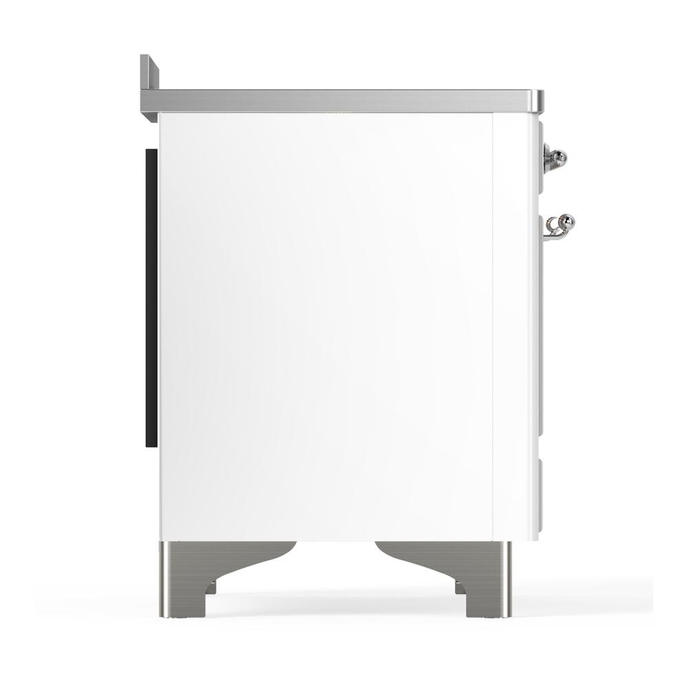 Ilve UMIB48NR3WHC Ilve Umib48Nr3Whc Majestic Iii 48 Inch Induction Range With 6 Elements, 5.02 Cu. Ft. Total Oven Capacity (Triple Glass Door, White, Chrome)