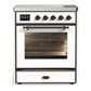 Ilve UMIB30NR3WHB Ilve Umib30Nr3Whb Majestic Iii 30 Inch Induction Range With 4 Elements, 4 Cu. Ft. Oven Capacity (Triple Glass Door, White, Burnished)