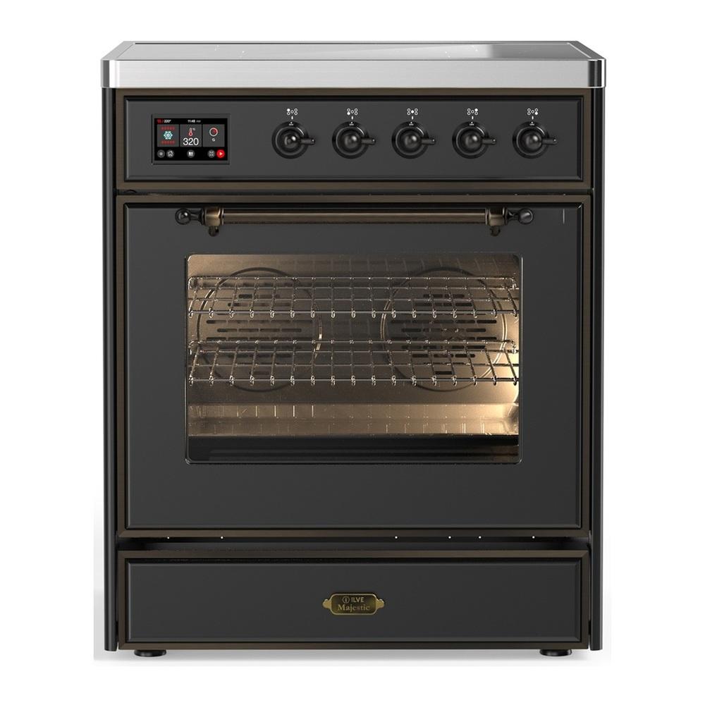 Ilve UMIB30NR3MGB Ilve Umib30Nr3Mgb Majestic Iii 30 Inch Induction Range With 4 Elements, 4 Cu. Ft. Oven Capacity (Triple Glass Door, Graphite Matte, Burnished)