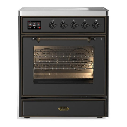 Ilve UMIB30NR3MGB Ilve Umib30Nr3Mgb Majestic Iii 30 Inch Induction Range With 4 Elements, 4 Cu. Ft. Oven Capacity (Triple Glass Door, Graphite Matte, Burnished)