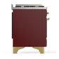 Ilve UM36FNR3BUGLP Ilve Um36Fnr3Buglp Majestic Iii 36 Inch Dual Fuel Range With 6 Black Brass Burners And Griddle, Dual Function Burner Up To 25,000 Btu (Triple Glass Door, Burgundy, Brass, Liquid Propane)