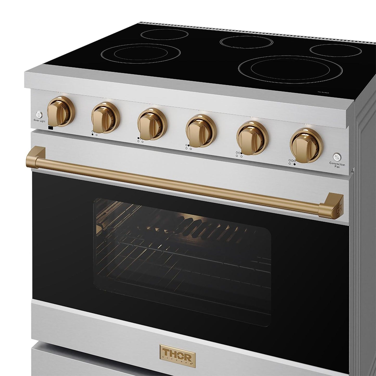Thor Kitchen RSE36PBRZ 36 Inch Professional Electric Range In Stainless Steel/Bronze Gordon Ramsay Series