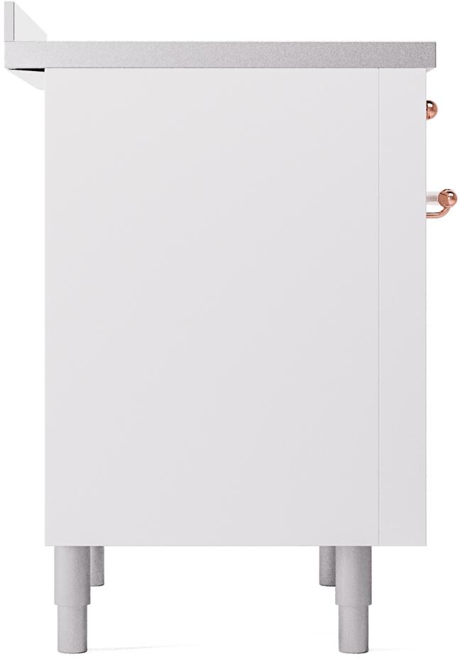 Ilve UPI366NMPWHP Nostalgie Ii 36 Inch Electric Freestanding Range In White With Copper Trim