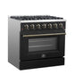 Forno FFSGS624436BLK Forno Galiano 36-Inch Freestanding Gas Range In Black With Antique Brass Design, 6 Burners, 83,000 Btu, 5.36 Cu.Ft. Convection Oven