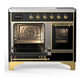 Ilve UMDIB40NR3BKG Ilve Umdib40Nr3Bkg Majestic Iii 40 Inch Induction Range With 6 Elements, 3.82 Cu. Ft. Total Oven Capacity (Triple Glass Door, Glossy Black, Brass)