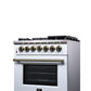 Forno FFSGS612530WHT Forno Massimo 30-Inch Freestanding Dual Fuel Range In White With Antique Brass Accessories, 4 Burners, 4.32 Cu. Ft. Convection Oven