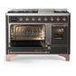 Ilve UM48FNR3MGPLP Ilve Um48Fnr3Mgplp Majestic Iii 48 Inch Dual Fuel Range With 8 Burners And Griddle, Dual Function Burner Up To 25,000 Btu (Liquid Propane, Triple Glass Door, Graphite Matte, Copper)