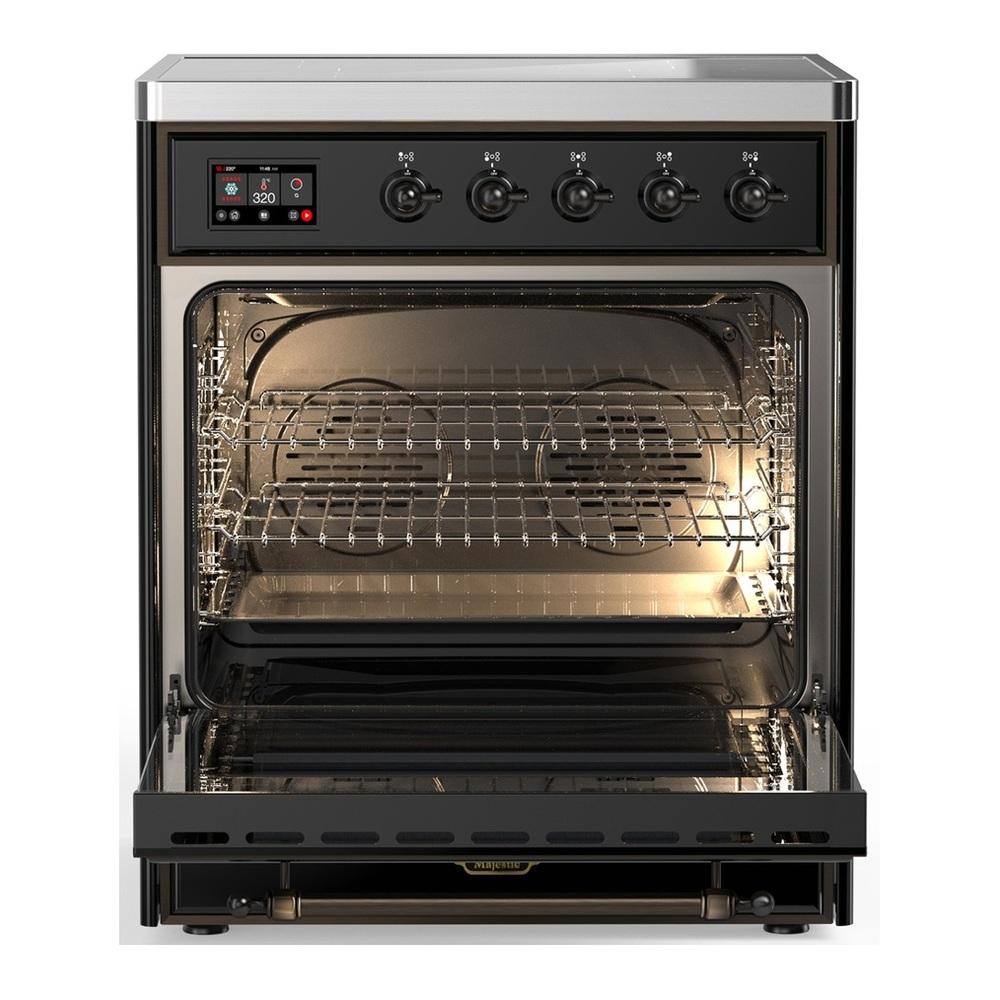 Ilve UMIB30NR3BKB Ilve Umib30Nr3Bkb Majestic Iii 30 Inch Induction Range With 4 Elements, 4 Cu. Ft. Oven Capacity (Triple Glass Door, Glossy Black, Burnished)