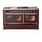 Ilve UM60FSNR3BUC Ilve Um60Fsnr3Buc Majestic Iii 60 Inch Dual Fuel Range With 7 Burners, Griddle And French Top, Dual Function Burner With Up To 25,000 Btu (Natural Gas, Triple Glass Door, Burgundy, Chrome)