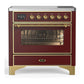 Ilve UMIB36NR3BUG Ilve Umib36Nr3Bug Majestic Iii 36 Inch Induction Range With 6 Elements, 3.5 Cu. Ft. Total Oven Capacity (Triple Glass Door, Burgundy, Brass)