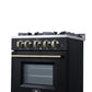 Forno FFSGS627224BLK Forno Breno 24 Inch Freestanding Gas Range In Black With Antique Brass, Compact Design