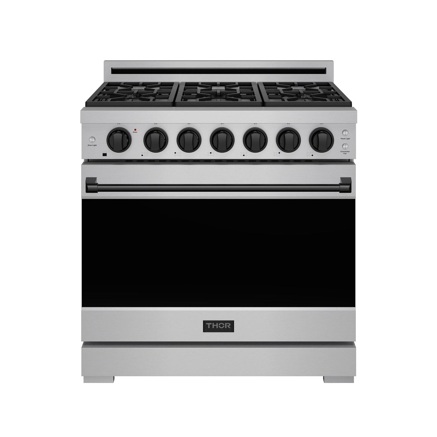 Thor Kitchen RSG36PBLK 36 Inch Professional Gas Range With Precision Knob In Stainless Steel And Black Gordon Ramsay Series