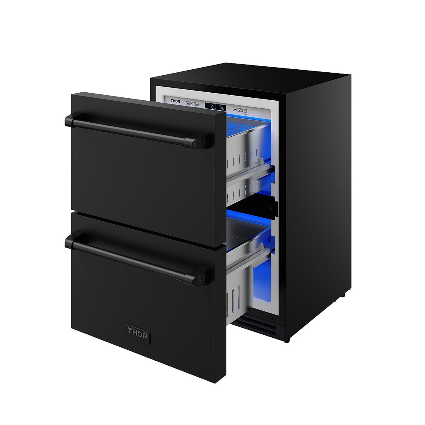 Thor Kitchen RZ24UB 24 Inch Undercounter Built-In / Freestanding Drawer Freezer - Black Gordon Ramsay Series