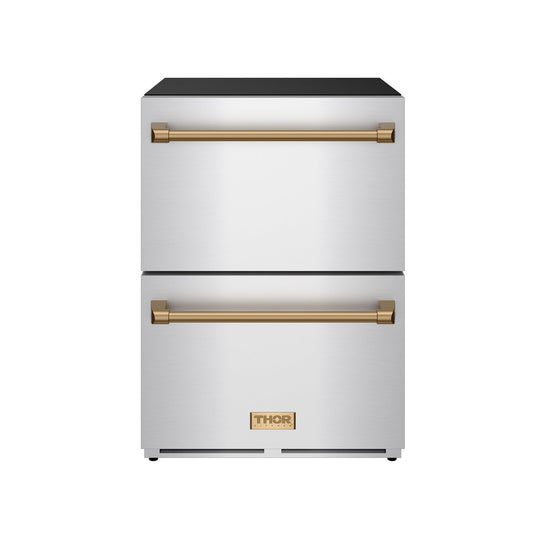 Thor Kitchen RZ24UBRZ 24 Inch Undercounter Built-In / Freestanding Drawer Freezer - Stainless Steel/Bronze Gordon Ramsay Series