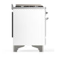 Ilve UM36FQNR3WHC Ilve Um36Fqnr3Whc Majestic Iii 36 Inch Dual Fuel Range With 6 Black Brass Burners And Griddle, Dual Function Burner Up To 25,000 Btu (Solid Door, White, Chrome, Natural Gas)