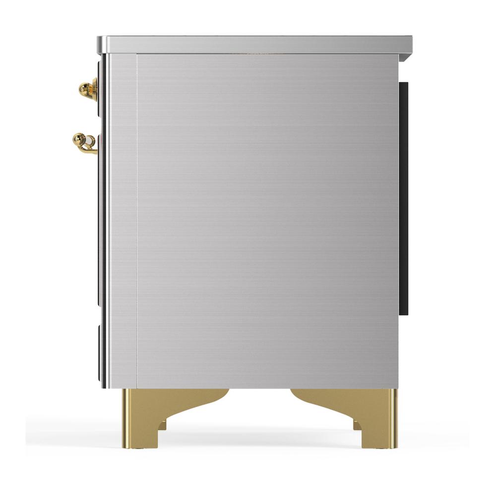 Ilve UMIB36NR3SSG Ilve Umib36Nr3Ssg Majestic Iii 36 Inch Induction Range With 6 Elements, 3.5 Cu. Ft. Total Oven Capacity (Triple Glass Door, Stainless Steel, Brass)