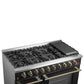 Forno FFSGS624448BLK Forno Galiano 48-Inch Gas Range Black & Antique Brass Design, 8 Burners, 107,000 Btu, Griddle, 6.58 Cu.Ft. Double Ovens