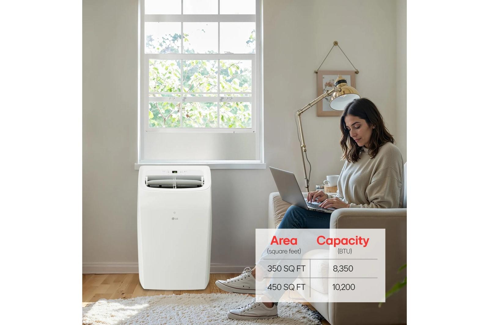 Lg LP1025WSSM 10,200 Btu (Sacc) / 14,000 Btu (Ashrae) Portable Air Conditioner, 450 Sq. Ft