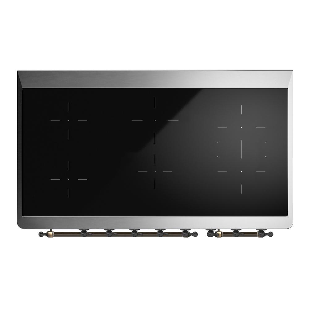 Ilve UMIB48QNR3MGB Ilve Umib48Qnr3Mgb Majestic Iii 48 Inch Induction Range With 6 Elements, 5.02 Cu. Ft. Total Oven Capacity (Solid Door, Graphite Matte, Burnished)