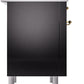 Ilve UPI366NMPBKG Nostalgie Ii 36 Inch Electric Freestanding Range In Glossy Black With Brass Trim