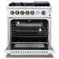 Forno FFSGS627430WHT Giovanni 30-Inch Gas Range White & Antique Brass Design, 5 Burners 67,000 Btu, 4.32 Cu.Ft. Convection Oven