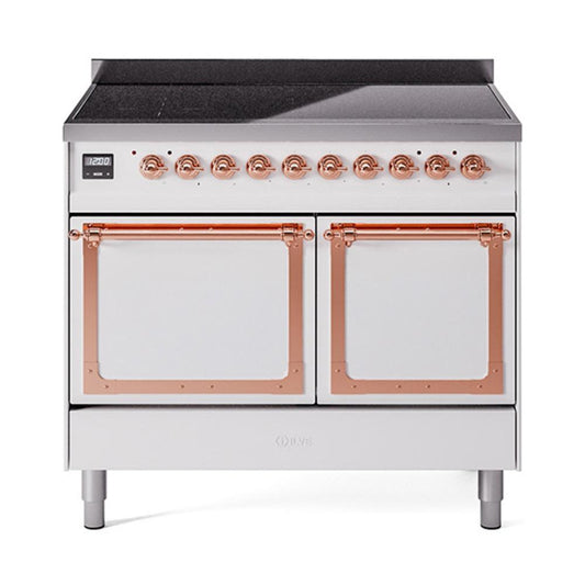 Ilve UNDI406QNMPWHP Ilve Undi406Qnmpwhp Nostalgie Ii Noblesse 40" Induction Range (Solid Door, White, Copper)