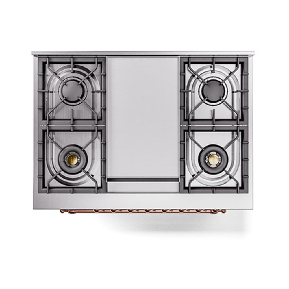 Ilve UN36FQNMPMGP Ilve Un36Fqnmpmgp Nostalgie Ii Noblesse 36" Dual Fuel Range (Natural Gas, Solid Door, Graphite Matte, Copper)