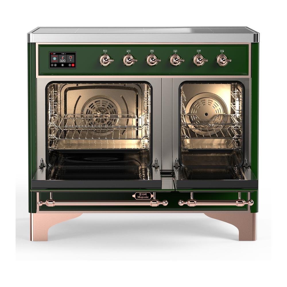 Ilve UMDIB40NR3EGP Ilve Umdib40Nr3Egp Majestic Iii 40 Inch Induction Range With 6 Elements, 3.82 Cu. Ft. Total Oven Capacity (Triple Glass Door, Emerald Green, Copper)