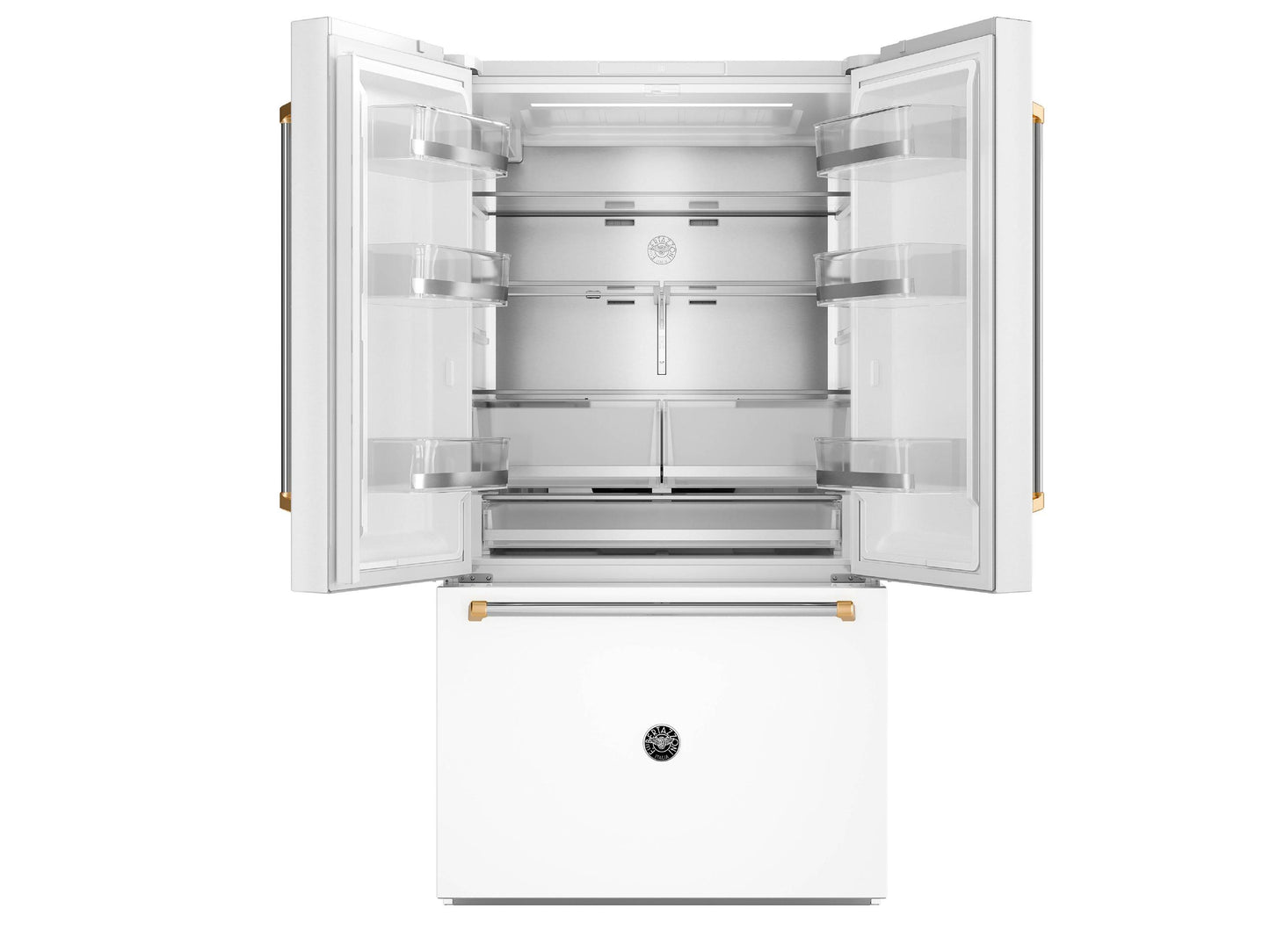 Bertazzoni RFD36FZNW Bertazzoni Master Series 36 In. 26.2 Cu. Ft. Bianco Matt With Gold Accents Counter Depth French Door Refrigerator