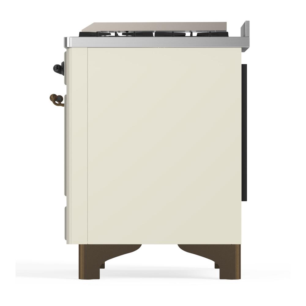 Ilve UM60FQNR3AWBLP Ilve Um60Fqnr3Awblp Majestic Iii 60 Inch Dual Fuel Range With 9 Burners And Griddle, Dual Function Burner Up To 25,000 Btu (Liquid Propane, Solid Door, Antique White, Burnished)